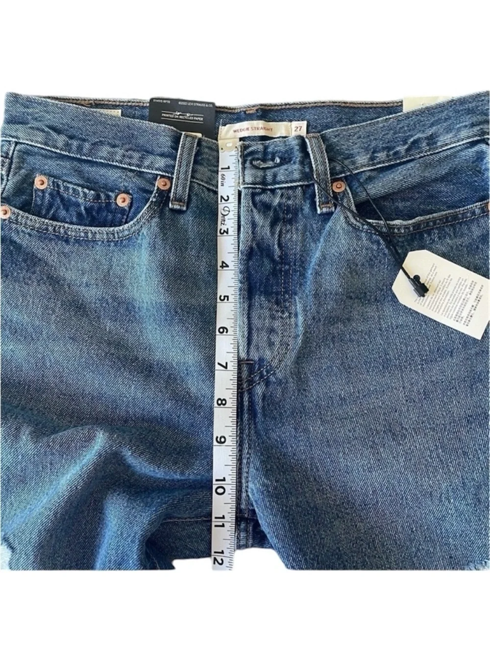 New LEVI’S High Rise Distressed Wedge Straight Leg Denim Jeans